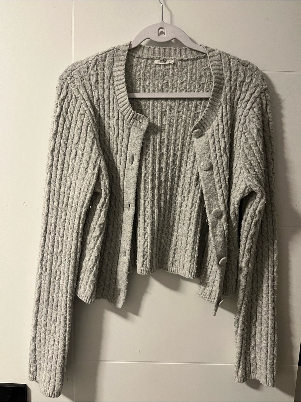 Ardene Light Gray Cable Knit Button-Up Cardigan